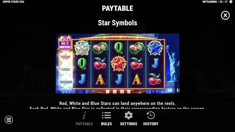 Super Stars USA - star symbols in Hold & Win